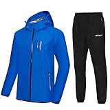 HOTSUIT Sauna Trainingsanzug Sportanzug Herren Saunaanzug Schwitzanzug Abnehmen Fitness Anzug Saunajacke Schwitzhose, Blau, 5XL