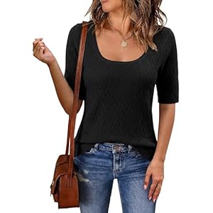 Totatuit Womens Short Sleeve Sweaters Square Neck Tops 2026 Trendy Textured Knitted Business Casual Pullover Sweater