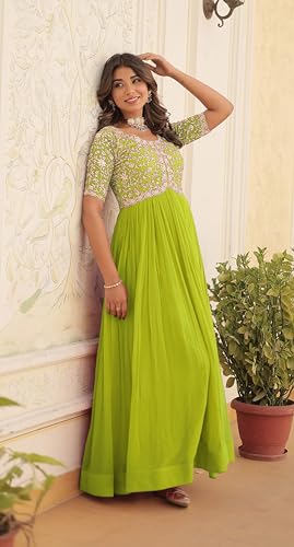 Image of Fashion Basket Georgette Embroidered Anarkali Gown for Women