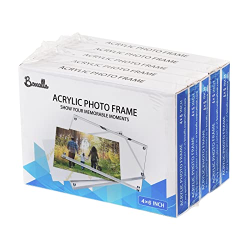 Boxalls 4X6 Inches Acrylic Picture Frames- 5 Pack, Desktop Frameless Photo Frames With Magnetic, Double Sided Transparent (5 Pack) #TOP1