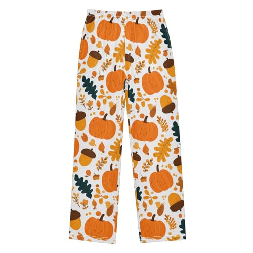 Pumpkin Acorns Pajama Pants Soft PJ Bottoms Lounge Pants for Sleepwear Sport Size 6–14 Years
