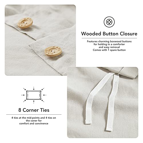 Dapu Linen Duvet Cover King, Washed Lightweight Bedding Set With Buttons Closures, 3 Pcs Hypoallergenic Soft Linen Cotton Blend Duvet Cover Set With 8 Corner Ties (Beige, King) #TOP2