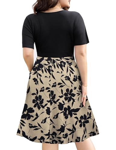Ahlaray Womens Plus Size Dresses Short Sleeve Faux Wrap Causal Swing Dress with Pockets, L-4XL3