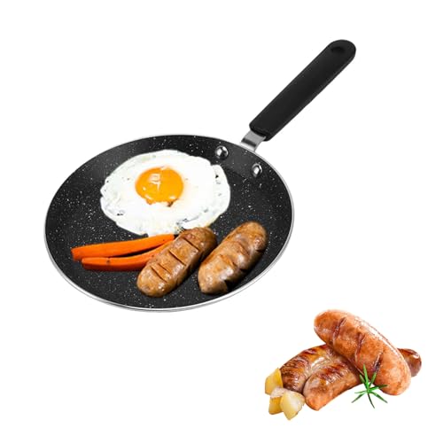 Tissting Crepe Pan 6in Aluminum Alloy Non Stick Pancake Dosa Griddle with Plastic Handle, Round Flat Skillet for Induction Stove Gas Cooker