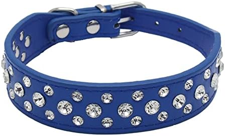 haoyueer Bling Rhinestone PU Leather Crystal Diamond Pet Dog Cat Puppy Collar Black S M L XL  (XL, Pink)