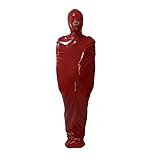 Adults Latex Bondage Bag Adults PVC Sleeping Sack Open Head and Attached Front Zipper Fetish,Brown,M