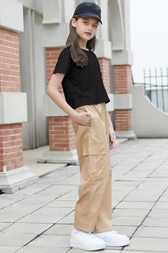 Image of Betusline Girls & Women Basic Summer Short Sleeve Slim Fit T-Shirts Soft Crewneck Crop Y2k Tee Cute Gym Fashion Clothes