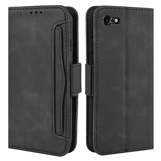 HualuBro Coque iPod Touch 7 Case, Coque iPod Touch 6/5, Housse à Rabat en Premium PU Cuir Flip Cover Case Antichoc Portefeuille Etui pour iPod Touch 7ème / 5ème / 6ème Generation Coque, Noir