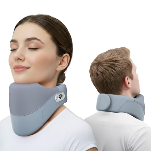 Yunari Neck Brace for Cervical Spine Posture Correction and Support, Newest Patented Traction Device with Intelligent Adjust and Hot Compress Function, Neck Brace for Men, Women, Gray, 1PC