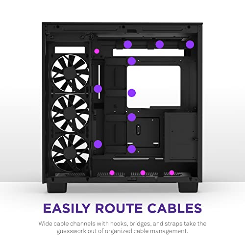 Image of NZXT H9 Flow Dual-Chamber ATX Mid-Tower PC Gaming Case - High-Airflow Perforated Top Panel - Tempered Glass Front & Side Panels - 360mm Radiator Support - Cable Management - Black