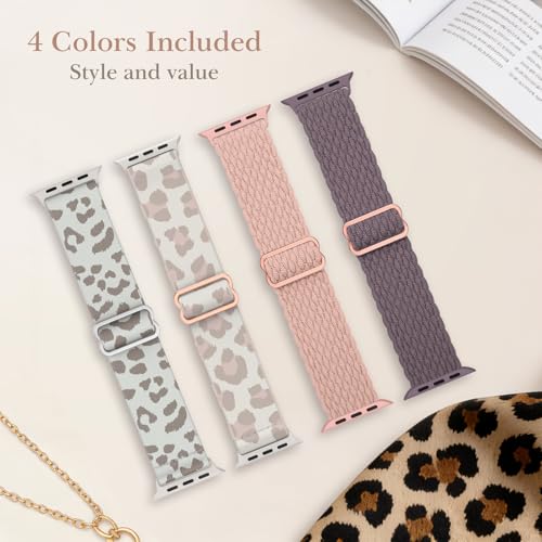 Image of Delidigi Stretchy Bands Compatible for Apple Watch Band Women 40mm 38mm 41mm 42mm 44mm 45mm 46mm 49mm, Nylon Braided Straps for iWatch Series 11 10 9 8 7 6 SE 5 4 3 Ultra 3 2 1