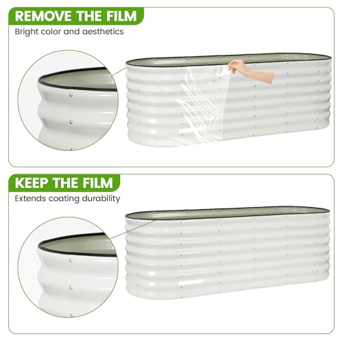 VIREO GARDEN Galvanized Raised Garden Bed Outdoor 24'' Deep | Oval Metal Garden Beds with Easy Assembly & Planter Box for Planting Deep Root Vegetables Fruits Flowers, 6x2x2ft White by VIREO GARDEN - Image 9