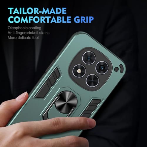 Image of ShieldTech PC Back Cover Case for Poco X7 5G | Ring Stand | Camera Protection | Green Mobile Phone Back Cover Case for Poco X7 5G | Green Back Cover