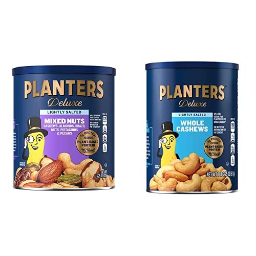 Bundle of PLANTERS Deluxe Lightly Salted Whole Cashews, 18
