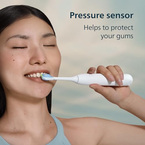 Image of Philips Sonicare 5950 Series Electric Toothbrush, with Pressure Sensor, for Sensitive Gums, 6 Brushing Settings, SmarTimer, BrushPacer, 21-Day Runtime, Travel Case, White, HX7130 /03