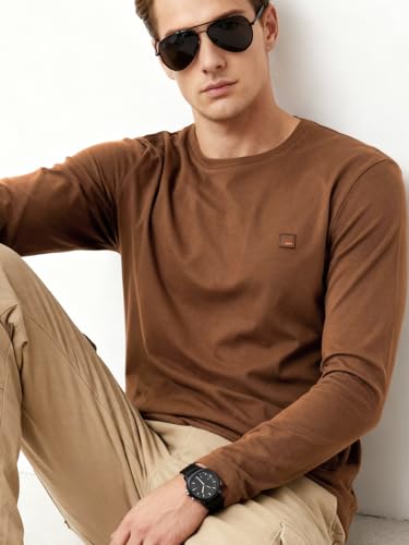 Image of DAMENSCH Fluid Full Sleeve T Shirt for Men; Cotton Stretch Tshirt for Man; No-Fade Colours Casual Shirts; Super Soft Fabric T Shirt for Men Cotton
