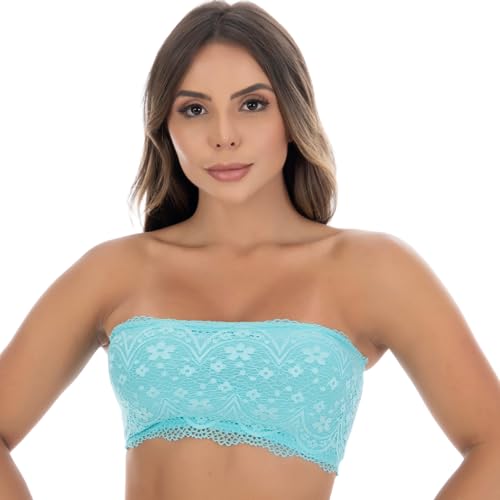 Sutiã Top Faixa Renda Soutien Cropped Sem Bojo e Alça Tomara Que Caia Lingerie