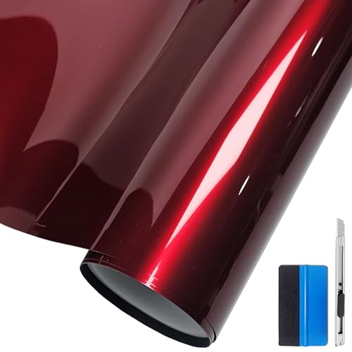 NewL Hochwertige rote Vinylfolie, Luftablasskanäle für Auto-Dach, Flügelsäule, Motorrad-Aufkleber (30cm x 150cm)