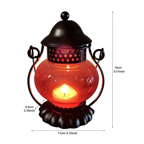 Hallwayee Vintage Style Candle Holder Lantern Classic Light Decoration Tea Light Steel Candle Holder Light Lovely Lamp For Party Holidays Home Wedding Decor (Red) #TOP5