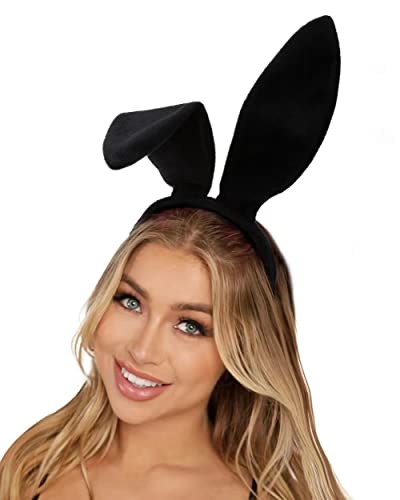 Huachi Velvet Black Bunny Ears Headband for Party Favors Halloween Cute White Rabbit Ear Hair Bands Holiday Birthday Decoration
