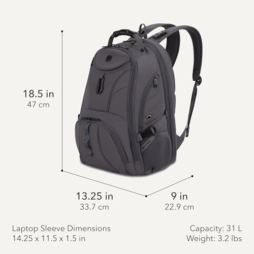 Image of SWISSGEAR 1900 ScanSmart Laptop Backpack, Fits Most 17-Inch Laptops, TSA-Friendly Lay-Flat Design, RFID Protection, and Tablet Pocket, Black, 31L, 18.5-Inch