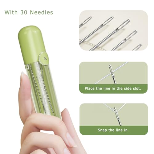 Upgraded 3 in 1 Automatic Needle Threaders Seam Ripper with Self Threading Sewing Needles, Stitch Remover Tool for Hand Sewing, Cross Stitch, Knitting, Embroidery, Thread Removal (2PCS) — view 5