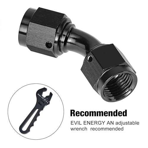 Image of EVIL ENERGY 4AN Female to 4AN Female 45 Degree Swivel Coupler Union Fitting Adapter Aluminum Black