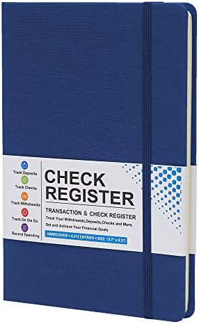 Coozment Check Register-Check registers for Personal Checkbook,Income and Expense Log Book,Account Checkbook Register,Colored Inner Page,Hardcover,5.7"×8.3" (Space Blue)