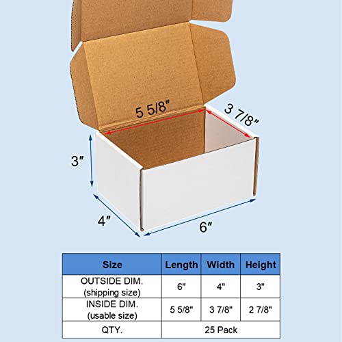 Wowxyz White Shipping Boxes 6X4X3 Inch 25 Pack - Corrugated Cardboard Box Mailers For Small Business thumb #1