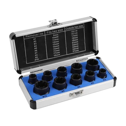 10個入りナット抽出ソケットヘッド、六角ネジ用工具、ネジ切り工具キット、ナットセットなし(トール)