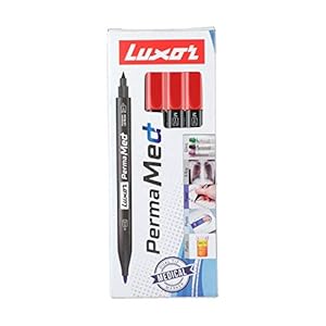 Luxor Perma Med Marker Pen , Red ( Pack of 10 ) (9000030168)
