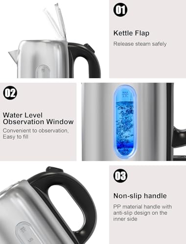 1.7L Fast Boil Electric Kettle - 2200W Stainless Steel, BPA Free - Image 6