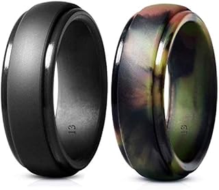 Cosowe Silicone Wedding Ring for Men, Mens Rubber Silicone Wedding Bands - 5 Pack / 2 Pack (2 Pack (Gray, Camo), 10.5-11(20.6mm))