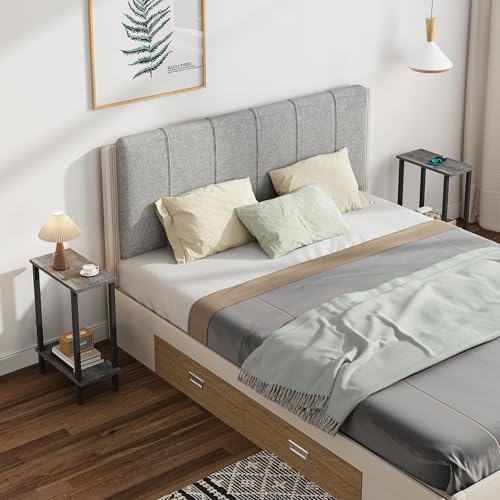 Slim Charcoal Grey Side Table for Living or Bedroom - TB01BY062