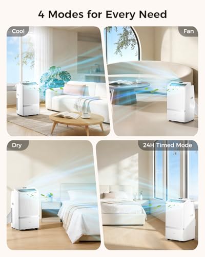 Portable Air Conditioners, 16000 BTU AC Cools up to 800 Sq Ft, Quiet 40 dB Free Stand Portable AC with Drainage-Free Cooling/Fan/Dehumidifier, Sleep Mode, APP&Remote Control, Installation Kit - Image 2