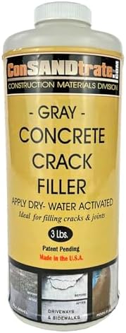 ConSandtrate Concrete Crack Filler - Gray - 3 lb. (Single Bottle) - Polymer Based Sealant for Filling in Concrete Cracks on Driveways, Walkways and Patios (Gray)