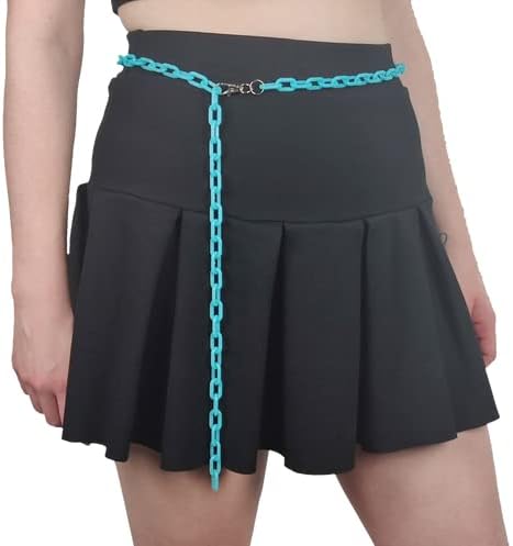 Vista 4 de Cinturón de cadena colorido Joyería de cadena para festivales rave, conciertos, fiestas 16 colores brilla en la oscuridad Reactivo UV Lima