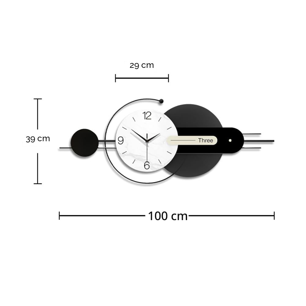Modern Große Wanduhr Kreativer Minimalistisch Stil Dekorative Wanduhren Leise ohne tickgeräusche Metallrahmen Quarzuhr Leichte Luxus Mode Dekoration für Wohnzimmer Schlafzimmer Büro Küche, 100*39 cm