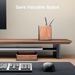 Walnut Wood Desk Tray with Pen Holder Set, Natural Wooden & Aluminium Desk Office Draw Organizer Tray for Keys, Pen, Watch