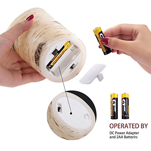 Qinxiang Q2023011 Flameless Candles Led Candles Birch Bark Effect Set Of 2 (D:3.25 Inch X H:6") Ivory Real Wax Pillar Battery Operated Candles thumb #5