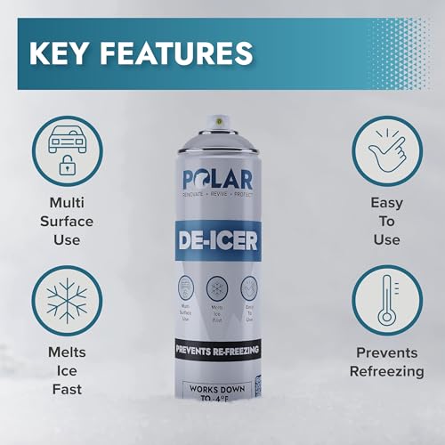 Image of Polar De-Icer Spray for Car Windshield - 2 x 17 Fl Oz | Fast-Acting & Stops Re-Freezing | Instantly Melts Ice and Frost at -4F | Spray Deicer for Car Windscreens, Mirrors, Headlights, Locks & Gates