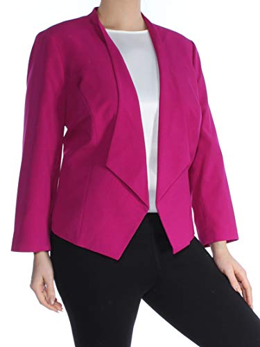 Nine West Womens Plus Size Wing Lapel Kiss Front Jacket