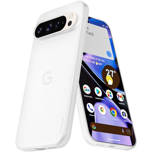 memumi for Google Pixel 9 Pro XL Ultra Thin Case, 0.3mm Lightweight Matte Finish Coating Hard Slim Case for Google Pixel 9 Pro XL Minimalist Design, Semi-Translucent White