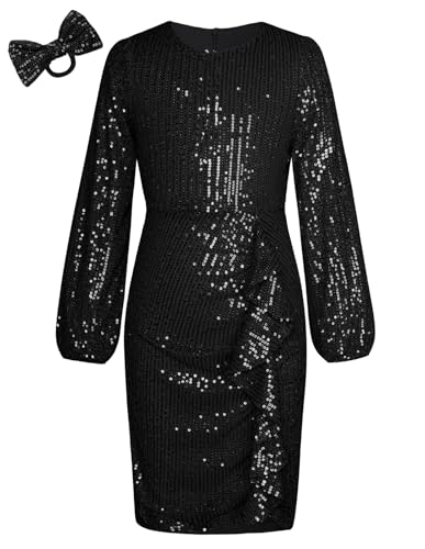 GRACE KARIN Glitzer Kleid Kinder Elegant Wickelkleid Kinder Festlich...