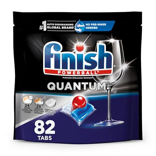 Comparison: Best Detergent For Dishwasher 2 Finish Quantum Dishwasher Pods, No Pre-Rinse Dishwasher Detergent Soap Removes 24HR Dried-On Stain and Grease, Leaving a Virtually Spotless Shine, 82 Count