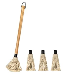 Houten Handvat Dweilen Grill BBQ Borstel 18 Lange Inch Met Basting Basting Keuken, Eet- & Bar Bakborstel voor Chocolade Grill Basting Brush 18 (Kaki, One Size)