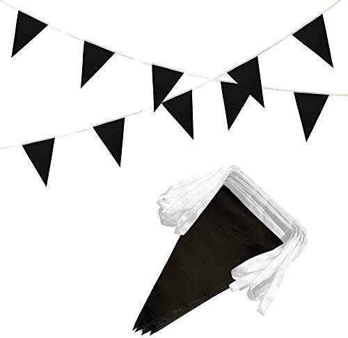 TSMD Solid Black Pennant Banners Flags String DIY Bunting Flags,Party Decorations for Grand Opening,Kids Birthday,Party Events Celebration
