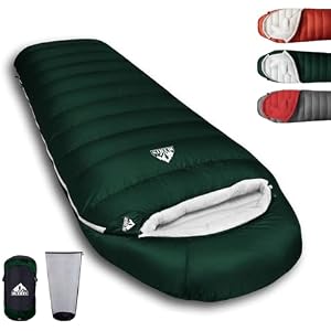 Down Sleeping Bags for Adults, Premium 680FP Down Fill Backpacking Sleeping Bag for Cold Weather for Camping, Hiking and Traveling, Comes with Compression Sack