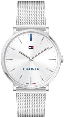 Tommy Hilfiger Analog Quarzuhr für Damen mit Silbernes Edelstahl-...