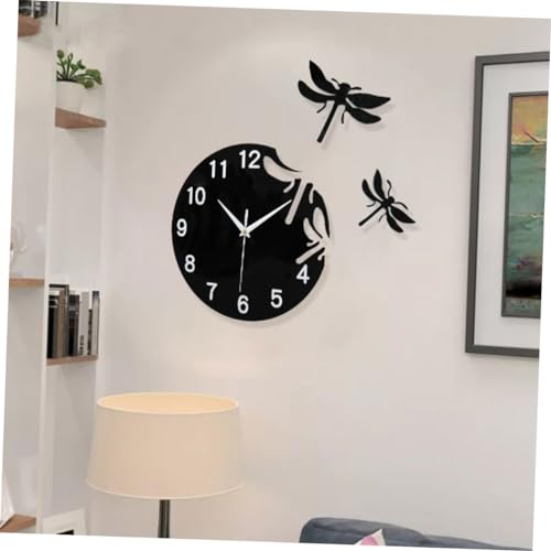 Horloge murale de salon silencieuse Cabilock en acrylique noir 3D design - 6